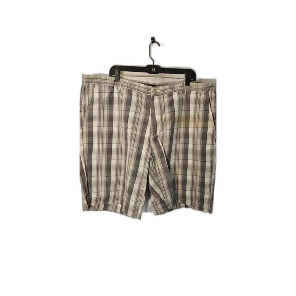 Alfani Men's Plaid Shorts Size 44 Gray White 100% Cotton - ITEM #2704